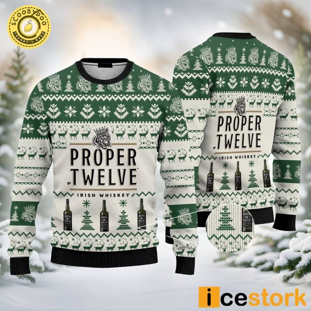 Proper Twelve Irish Whiskey Ugly Christmas Sweater Proper Twelve Irish Whiskey Ugly Christmas Sweater