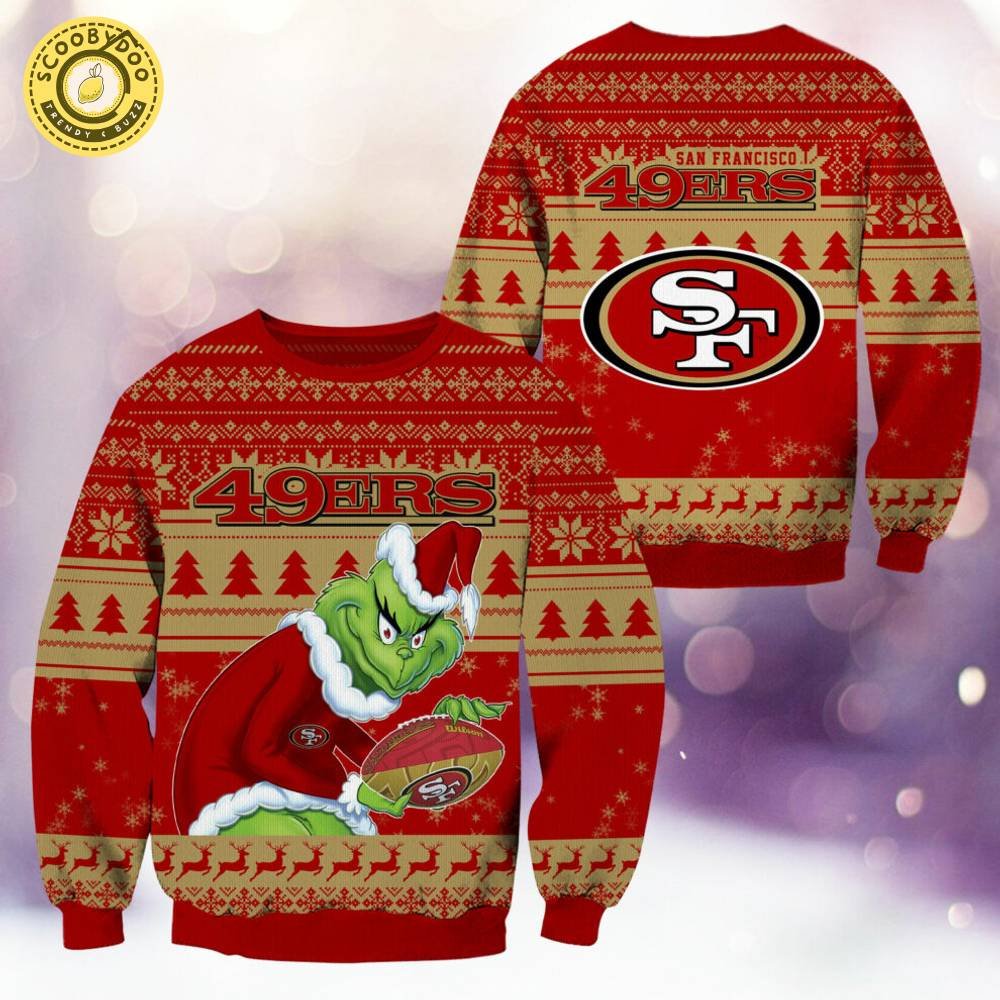 San Francisco 49ers Christmas Grinch Knitted Sweater - Perfect for the Holidays San Francisco 49ers Christmas Grinch Knitted Sweater - Perfect for the Holidays