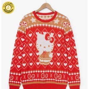 Sanrio Hello Kitty Gingerbread Patterned Holiday Sweater
