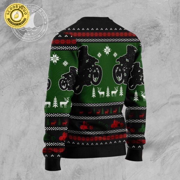 Santa Born To Ride Motorcycle Ugly Christmas Sweater