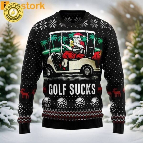 Santa Claus Golf Sucks Ugly Christmas Sweater