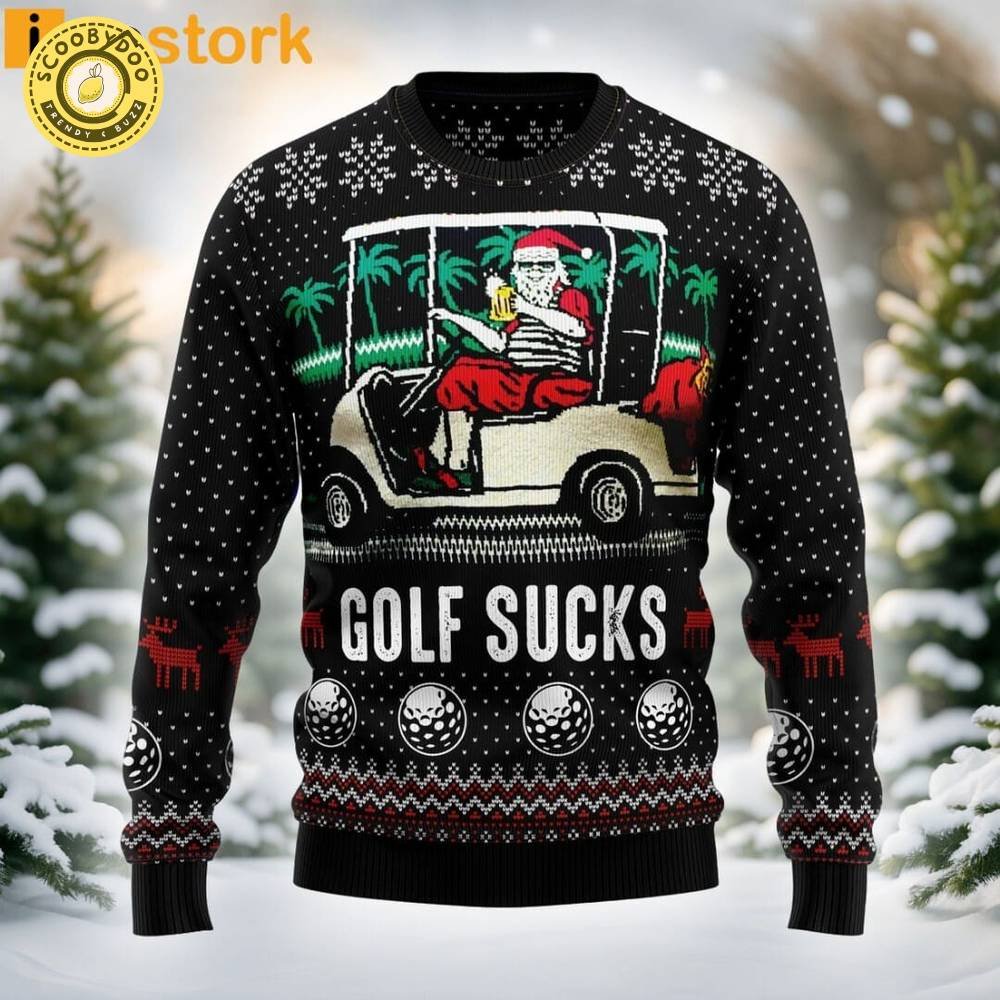 Santa Claus Golf Sucks Ugly Christmas Sweater Santa Claus Golf Sucks Ugly Christmas Sweater
