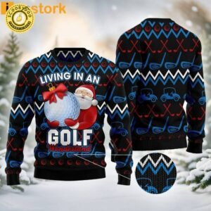 Santa Clause Golf Wonderland Funny Ugly Sweater