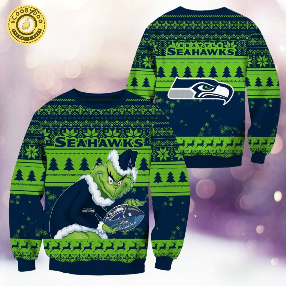 Seattle Seahawks Christmas Grinch Knitted Sweater - Cozy Game Day Style Seattle Seahawks Christmas Grinch Knitted Sweater - Cozy Game Day Style