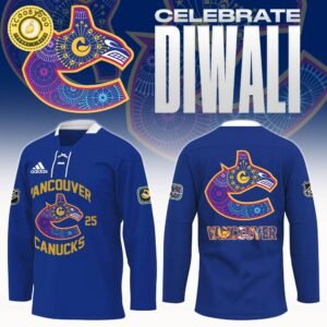 Vancouver Canucks Diwali Night 2024 Hockey Jersey, cultural celebration, festive sportswear.