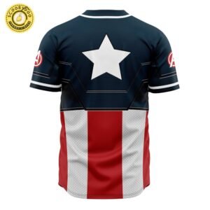 Hooktab 3D Printed Captain America Cosplay Marvel Men’S Short Sleeve Anime Baseball Jersey