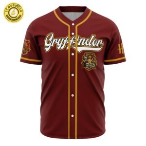Hooktab 3D Printed Personalized Gryffindor House Harry Potter Men’S Short Sleeve Anime Baseball Jersey