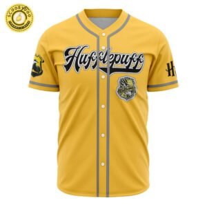 Hooktab 3D Printed Personalized Hufflepuff House Harry Potter Men’S Short Sleeve Anime Baseball Jersey