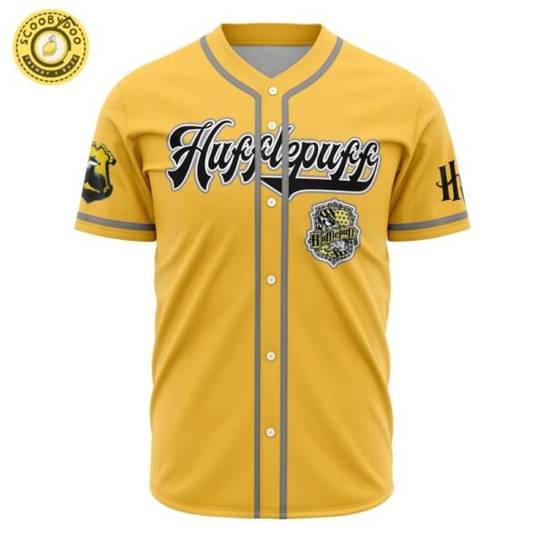 Hooktab 3D Printed Personalized Hufflepuff House Harry Potter Men’S Short Sleeve Anime Baseball Jersey