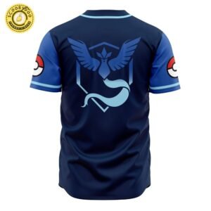 Hooktab 3D Printed Team Mystic Pokemon Men’S Short Sleeve Anime Baseball Jersey