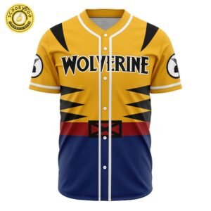 Hooktab 3D Printed Wolverine Marvel Men’S Short Sleeve Anime Baseball Jersey