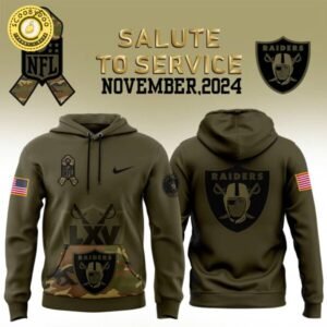 Las Vegas Raiders Nike 2024 Salute to Service Camo Pullover Hoodie
