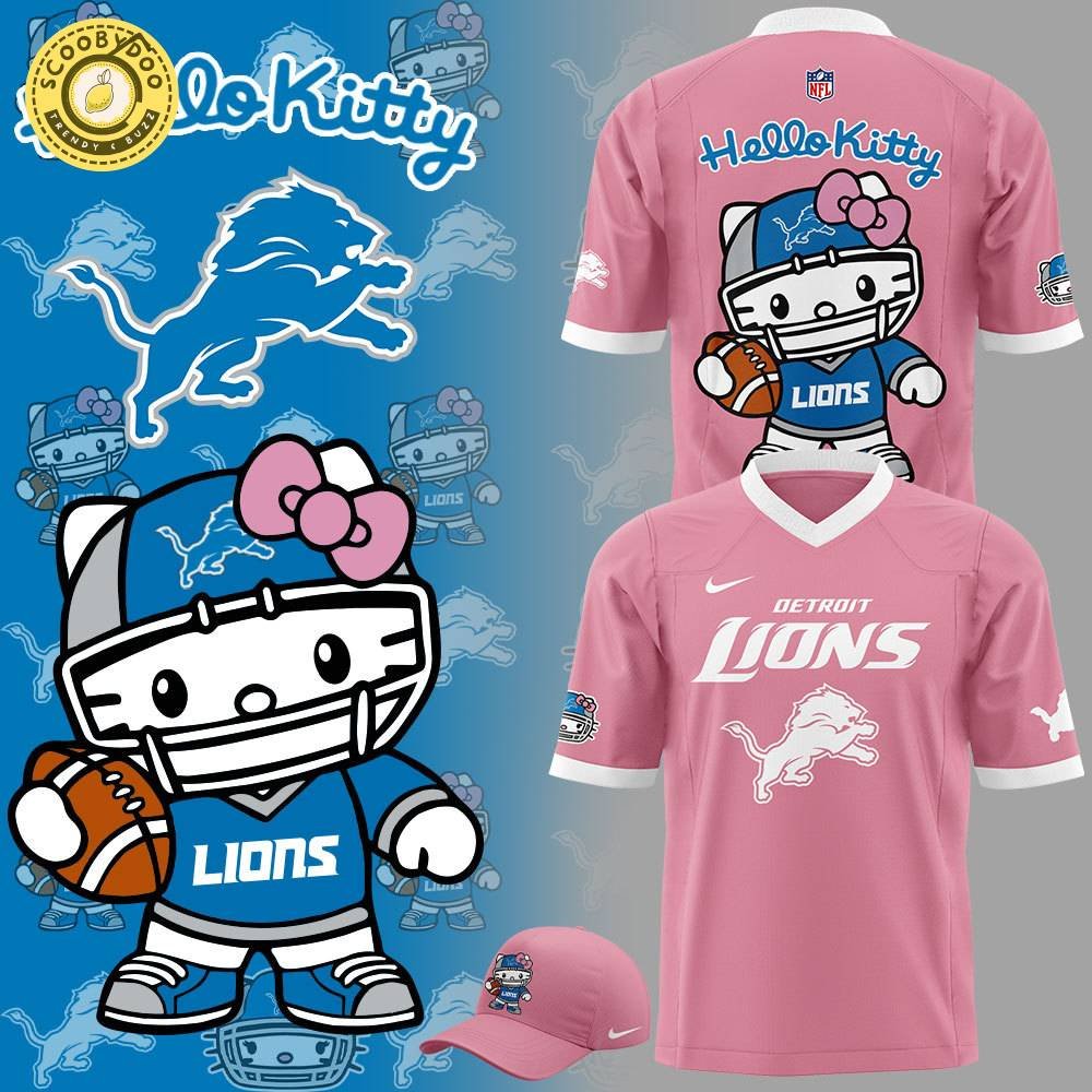 Limited Edition Detroit Lions x Hello Kitty Football Pink Jersey - Fun Fan Gear Limited Edition Detroit Lions x Hello Kitty Football Pink Jersey - Fun Fan Gear