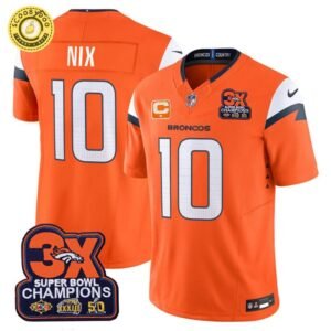 Limited Edition Men’s Denver Broncos 3-Time Champions Patch Vapor Limited Jersey