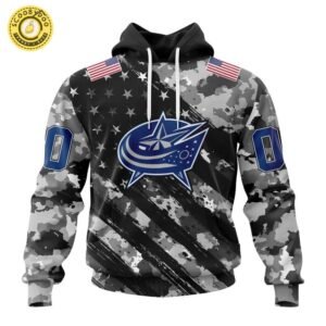 Limited Edition NHL Columbus Blue Jackets Special Camo Military Hoodie