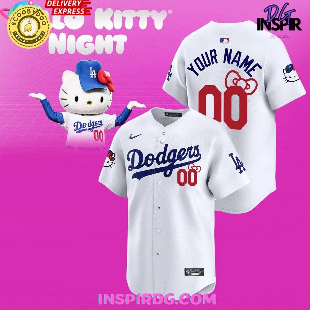 Los Angeles Dodgers x Hello Kitty 50th Anniversary Baseball Jersey Los Angeles Dodgers x Hello Kitty 50th Anniversary Baseball Jersey