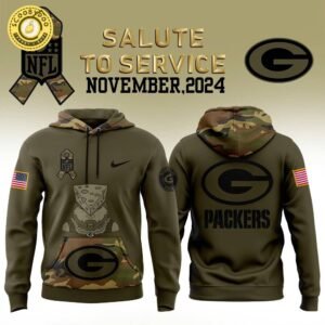 Men’s Green Bay Packers Nike Camo 2024 Salute to Service Club Fleece Pullover Hoodie V2