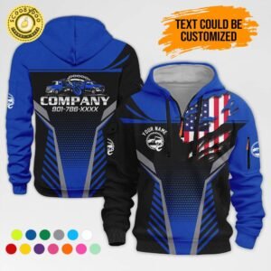 Personalized Name Blue Love Tow Truck 3D Printed Quarter Zip Hoodie VG01