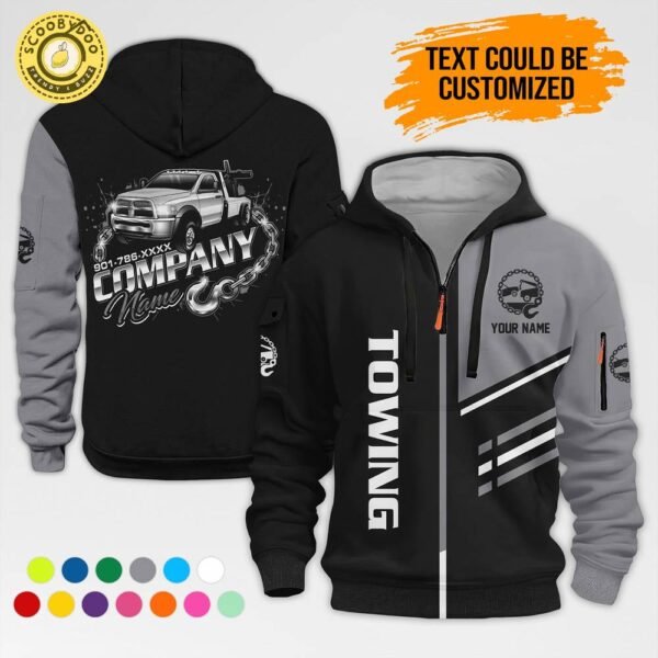 Personalized Name Gray Tow Truck Zip 3D
