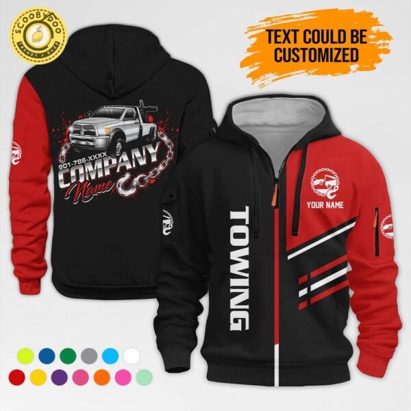 Personalized Name Red Tow Truck Zip 3D
