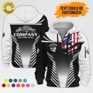 Personalized Name White  Love Tow Truck 3D Printed Quarter Zip Hoodie