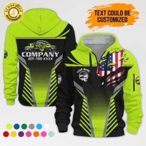 Personalized Name Yellow Love Tow Truck 3D Printed Quarter Zip Hoodie