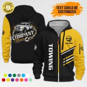 Personalized Name Yellow Tow Truck Zip 3D