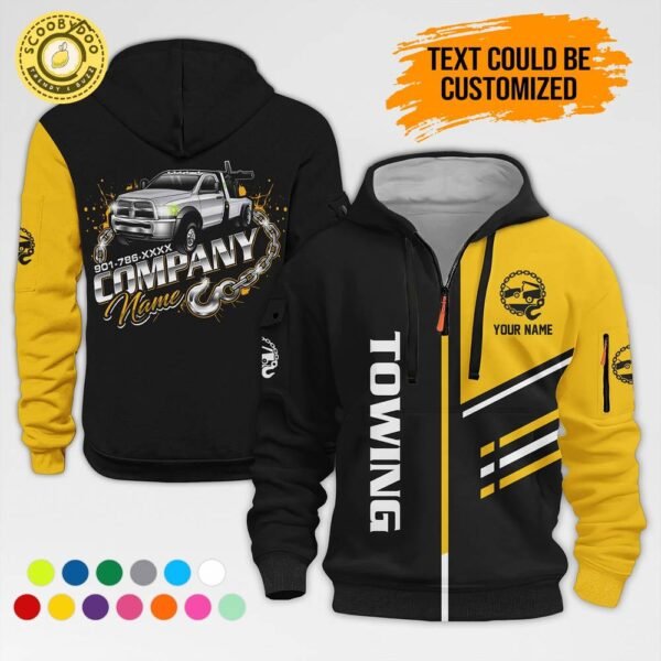 Personalized Name Yellow Tow Truck Zip 3D