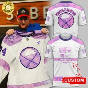 Special Buffalo Sabres Hockey Fights Cancer Custom T-shirt | Personalized NHL Cancer Support Shirt