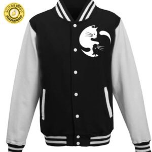 Ying Yang With Black & White Cats Baseball Jacket Unisex