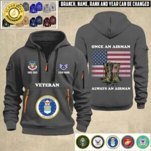 Limited Edition US Soldier/ Veteran With Name And Rank Zip Hoodie