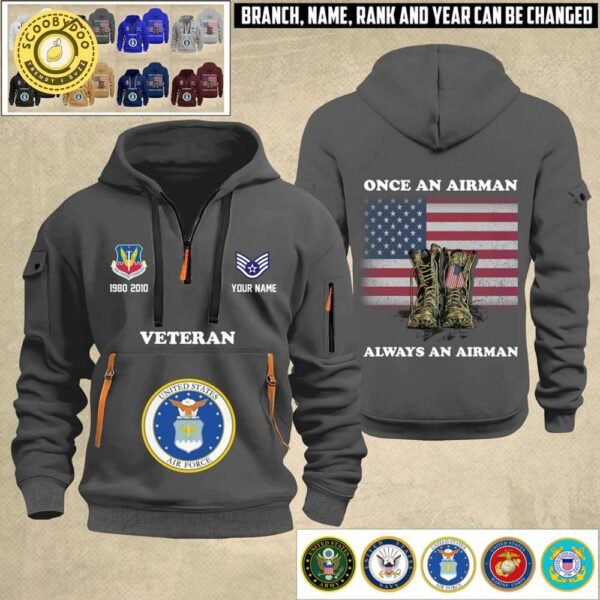 Limited Edition US Soldier/ Veteran With Name And Rank Zip Hoodie