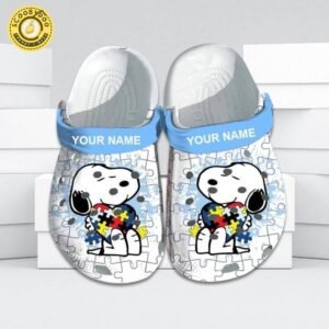 Footwearmerch Custom Name Autism Awareness Crocs Snoopy Crocband Clog Shoes