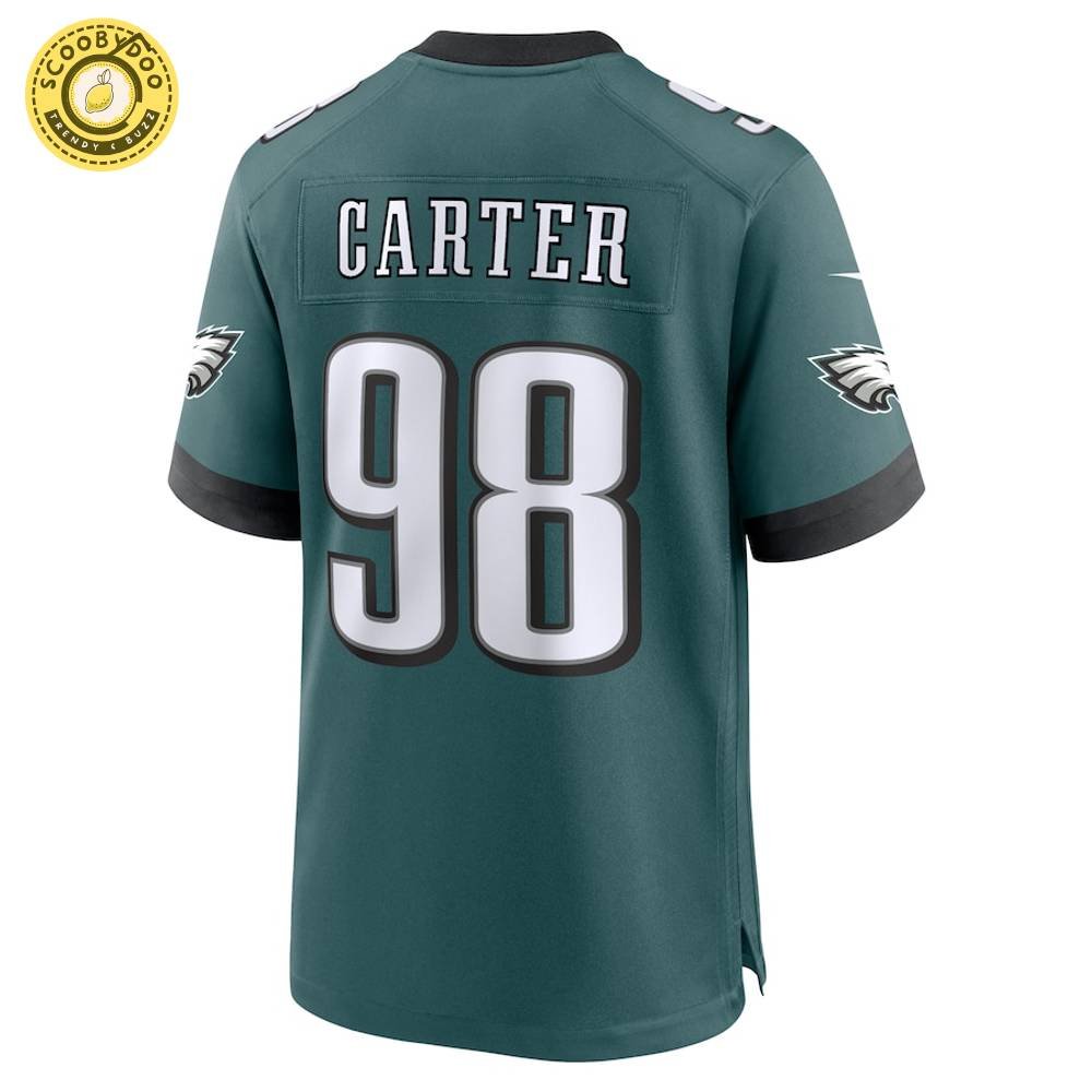 Men's Nike Philadelphia Eagles Jalen Carter Super Bowl LIX Midnight Green Game Jersey Men's Nike Philadelphia Eagles Jalen Carter Super Bowl LIX Midnight Green Game Jersey