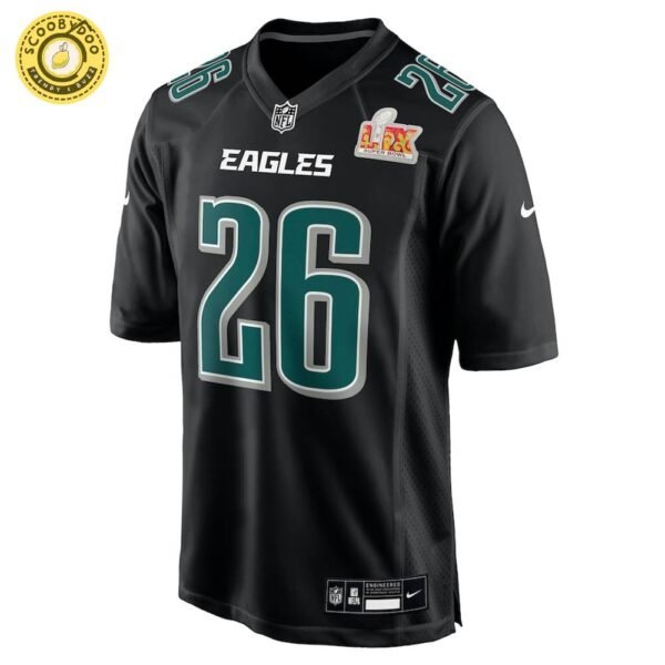 Men’s Nike Philadelphia Eagles Saquon Barkley Super Bowl LIX Carbon Black Fashion Game Jersey