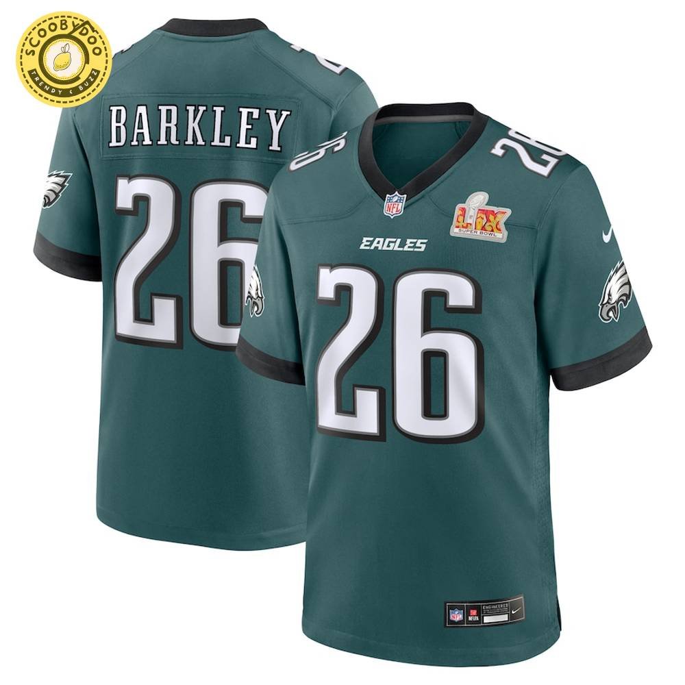 Men's Nike Philadelphia Eagles Saquon Barkley Super Bowl LIX Midnight Green Jersey Men's Nike Philadelphia Eagles Saquon Barkley Super Bowl LIX Midnight Green Jersey