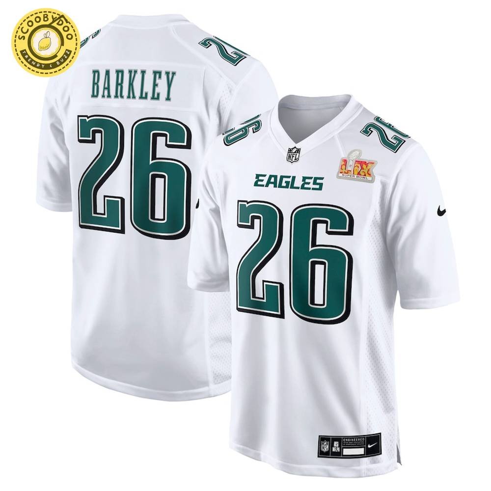 Men's Nike Philadelphia Eagles Saquon Barkley Super Bowl LIX Tundra White Fashion Game Jersey Men's Nike Philadelphia Eagles Saquon Barkley Super Bowl LIX Tundra White Fashion Game Jersey