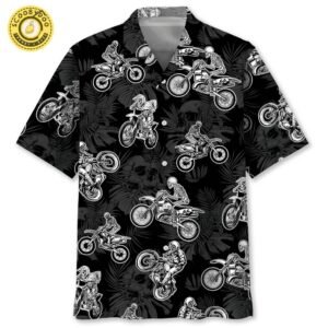 Black Dirt Bike Racing Hawaiian Shirt for Men Limited Edition