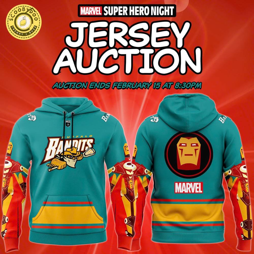 Buffalo Bandits Marvel Super Hero Night 2025 Hoodie - Limited Edition Buffalo Bandits Marvel Super Hero Night 2025 Hoodie - Limited Edition