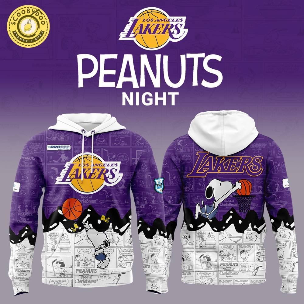 Los Angeles Lakers 75th Anniversary of Peanuts Limited Edition Hoodie Los Angeles Lakers 75th Anniversary of Peanuts Limited Edition Hoodie
