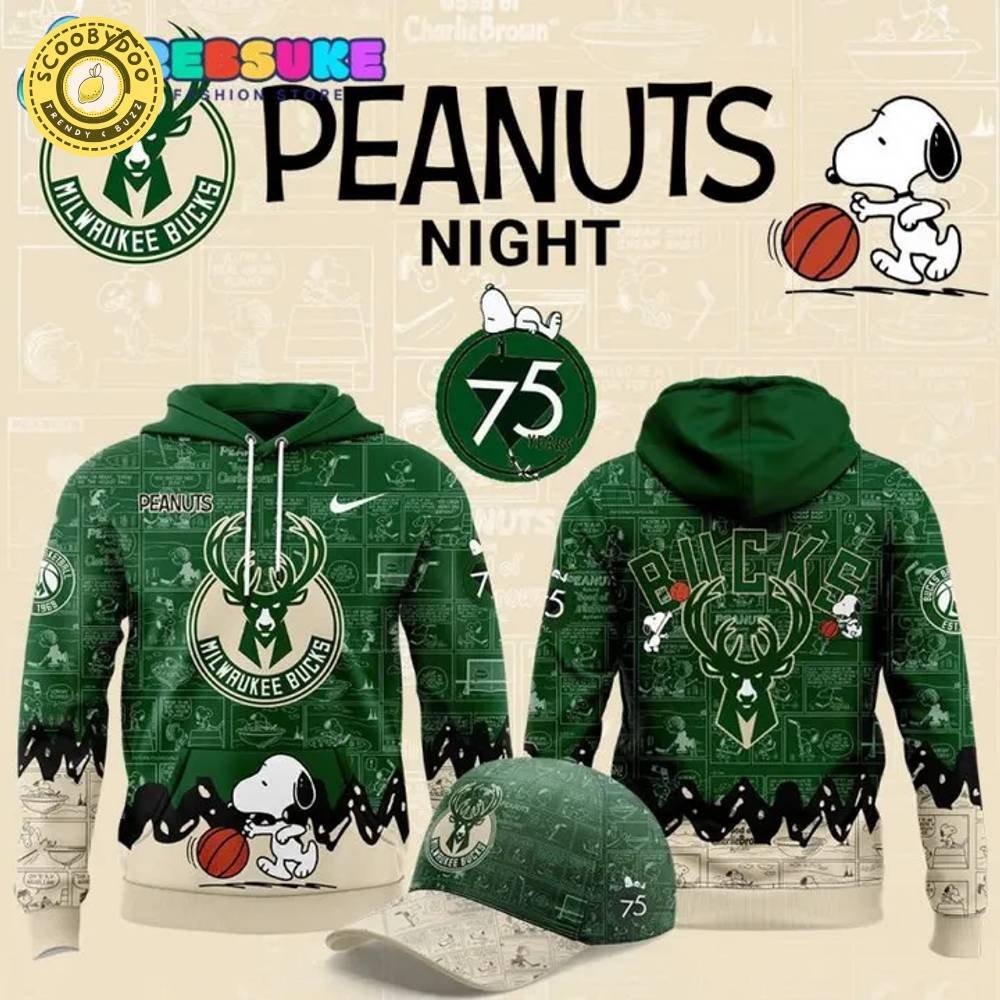 Milwaukee Bucks 75th Anniversary of Peanuts Limited Edition Hoodie Milwaukee Bucks 75th Anniversary of Peanuts Limited Edition Hoodie