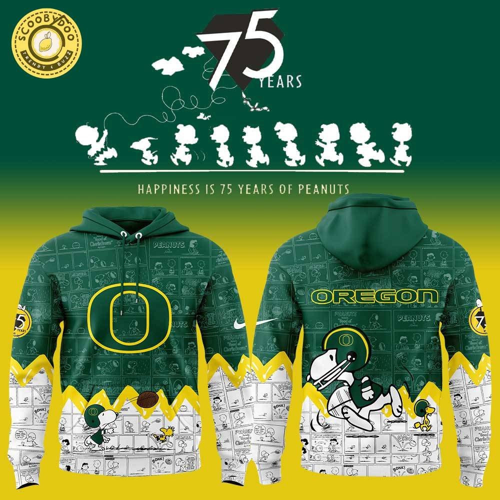 Oregon Football 75th Anniversary of Peanuts Limited Edition Hoodie Oregon Football 75th Anniversary of Peanuts Limited Edition Hoodie