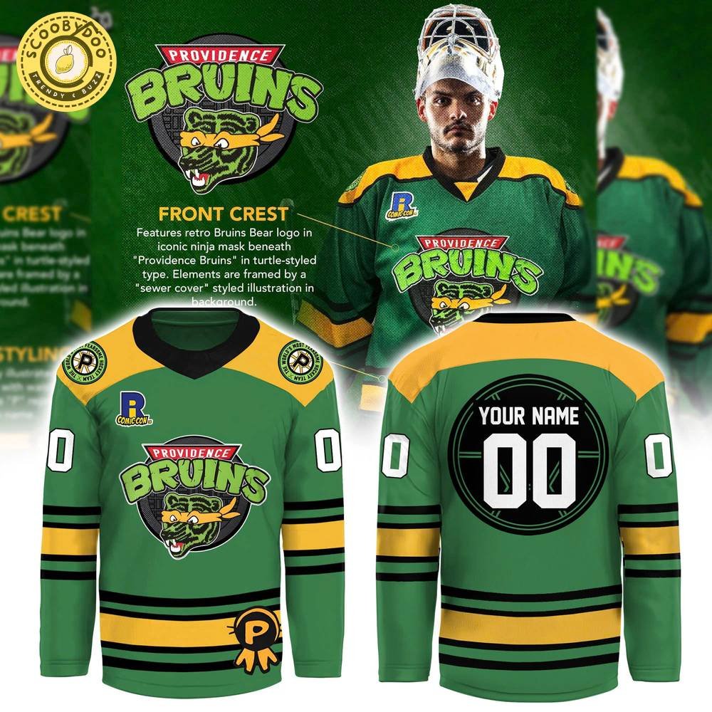 Providence Bruins Turtle Powered RI Comic Combo Hockey Jersey - Limited Edition Providence Bruins Turtle Powered RI Comic Combo Hockey Jersey - Limited Edition