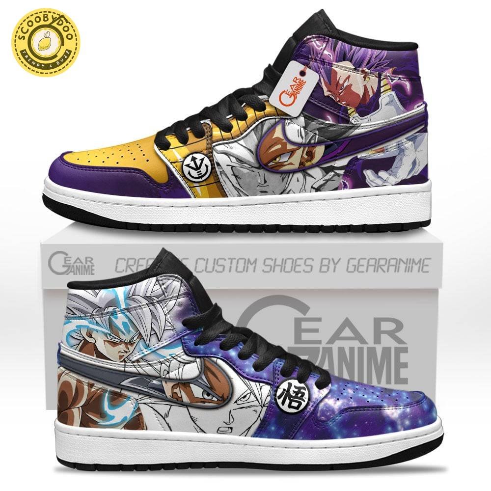 Vegeta Ultra Ego and Goku Ultra Instinct AJ1 Sneakers Custom Kicks Limited Edition Vegeta Ultra Ego and Goku Ultra Instinct AJ1 Sneakers Custom Kicks Limited Edition