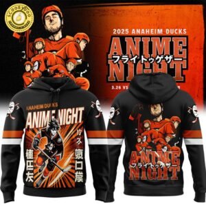 Anaheim Ducks x Anime Night Black hoodie 2025