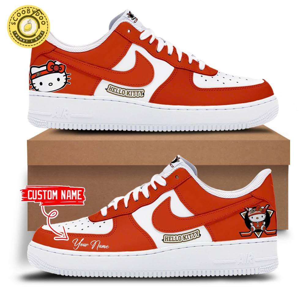Anaheim Ducks x Hello Kitty Orange AF1 Sneakers Limited Edition Anaheim Ducks x Hello Kitty Orange AF1 Sneakers Limited Edition