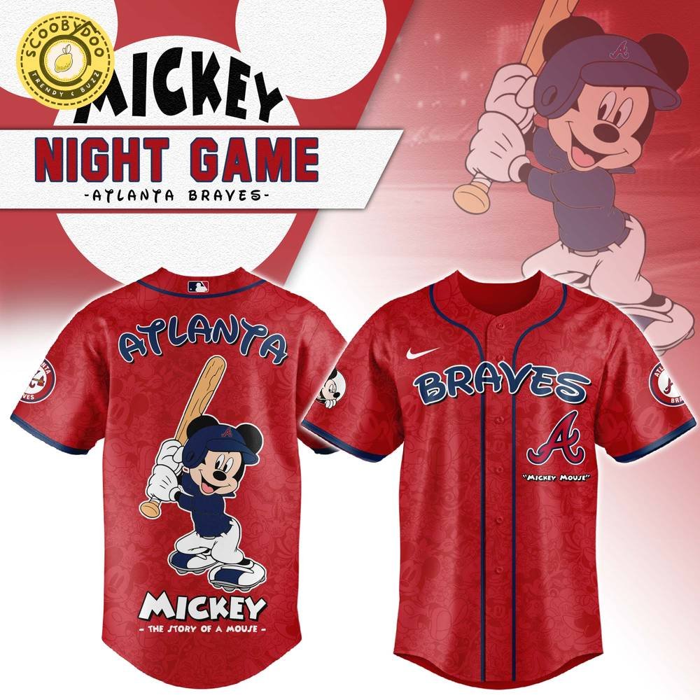 Atlanta Braves x Mickey Night Game Baseball Jersey Custom Name Atlanta Braves x Mickey Night Game Baseball Jersey Custom Name