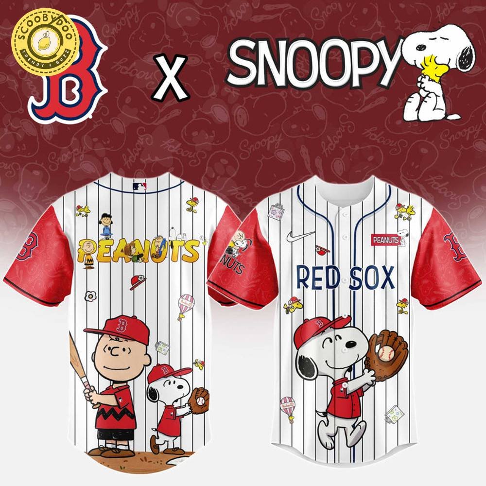 Boston Red Sox MLB “75th Anniversary of Peanuts” Snoopy Special Edition Jersey 2025 Boston Red Sox MLB “75th Anniversary of Peanuts” Snoopy Special Edition Jersey 2025