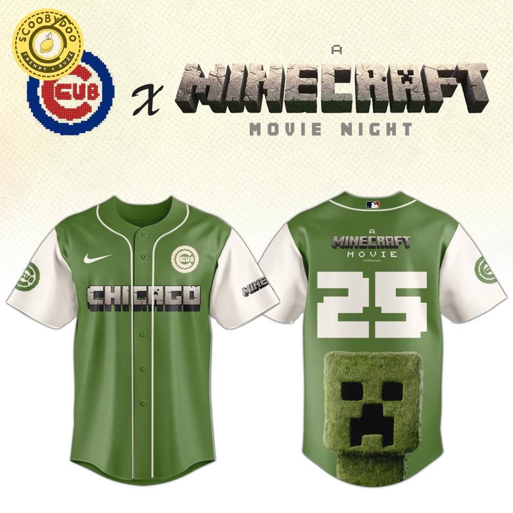 Chicago Cubs MLB x A MINECRAFT MOVIE Night Baseball Jersey Editions Limited Chicago Cubs MLB x A MINECRAFT MOVIE Night Baseball Jersey Editions Limited