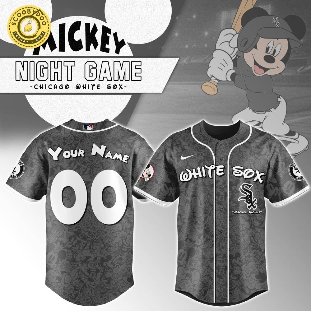 Chicago White Sox x Mickey Night Game Baseball Jersey Custom Name Chicago White Sox x Mickey Night Game Baseball Jersey Custom Name